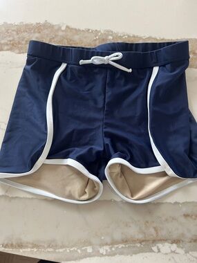 Girls Navy Blue Drawstring Swim Shorts/Cover up with White Trim, size XL
